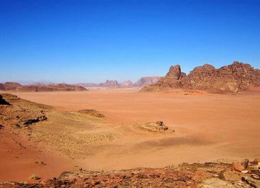 Desert and rock formations, Wadi Rum, Jordan