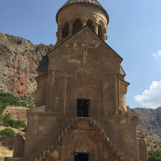 Armenian church with external stone staircase, part of Noravank Momastery in Armenia