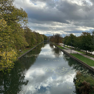 Reflective canal by the citadel in Lille, France