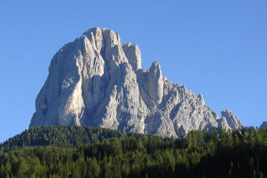 view of a rocky mountain peak in the Dolomites Italy 