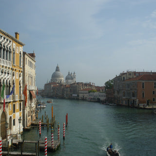 View of the Grand Canal Venice and the dome of San Marco Basilica in the distance