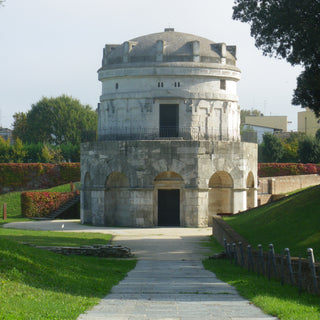 Mausoleum of Theodoric a notable example of Ostrogothic architecture, featuring two decagonal orders and a large monolithic dome in Ravenna, Italy