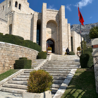 The National History Museum of Skanderbeg built in pale stone in Kruja Albania 